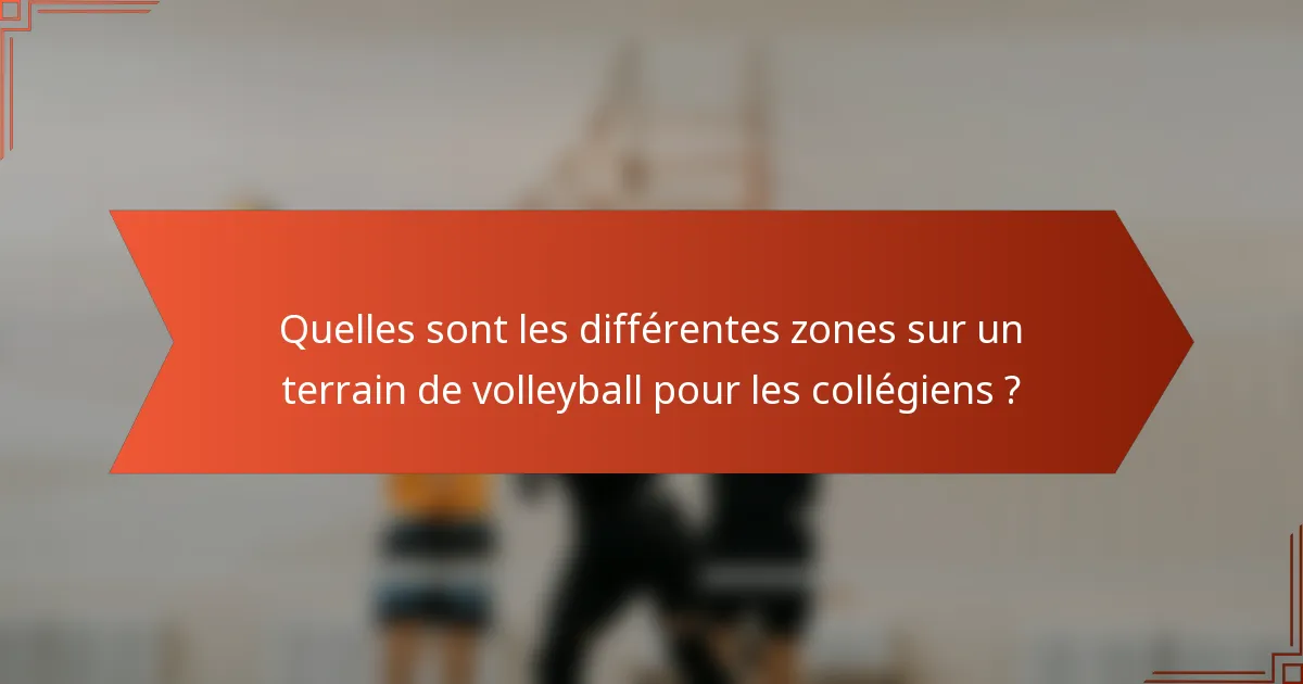 Quelles sont les différentes zones sur un terrain de volleyball pour les collégiens ?